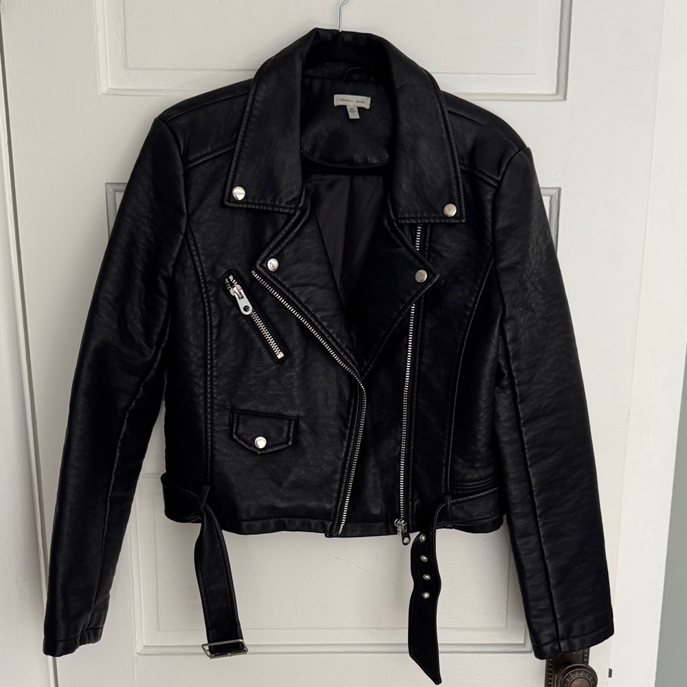 NWOT Silence + Noise Black Leather Moto Jacket